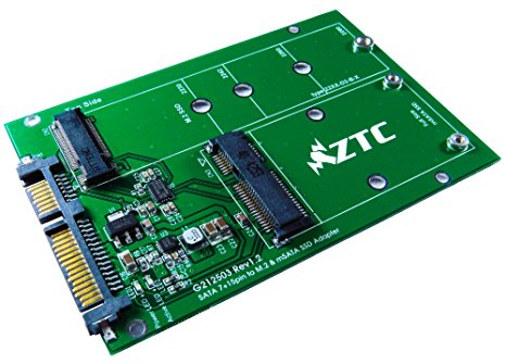 ZTC 2-in-1 Thunder Board M.2 (NGFF) or mSATA SSD to SATA III Board Adapter. Multi Size Fit with High Speed 6.0GB/s. Model ZTC-AD002
