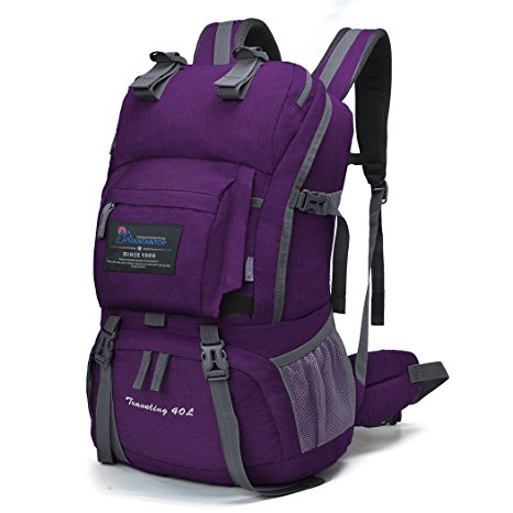 Mountaintop 40L Water-resistant Hiking Daypack/Camping Backpck/Travel Daypack/Casual Backpack with Rain Cover for Outdoor Climbing School-5812II (Purple)