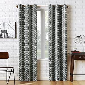 Sun Zero Kenwood Chevron Blackout Grommet Curtain Panel, 40" x 84", Gray