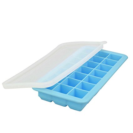 HomeLives Silicone Ice Cube Trays with Lid, 21 Cubes per Ice Tray, Flexible Rubber Ice Cube Mold for Your Whiskey, Cocktail or Iced Coffee, Random Color (Set of 1)