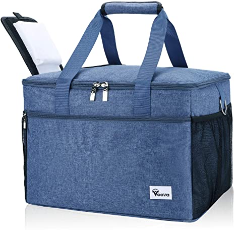 Voova Cooler Bag 50-Can (30L), Large Collapsible Cool Bag, Insulated Picnic Lunch Bag Box Soft Sided Wine Cooler Boxes, Leak-Proof Freezer Bag for Frozen Food/Camping/BBQ/Shopping/Golf-Blue