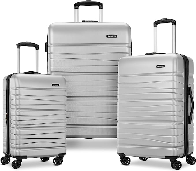 Samsonite Evolve SE Hardside Expandable Luggage with Double Spinner Wheels, Arctic Silver, 3PC Set (CO/M/L)