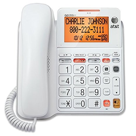 AT&T CL4940 Corded Standard Phone with Answering System and Backlit Display, White (Certified Refurbished)