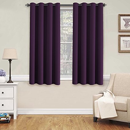 H.Versailtex Window Treatment Blackout Thermal Insulated Room Darkening Solid Grommet Curtains / Drapes for Bedroom (Set of 2 Panels,52 by 63 Inch Long,Plum Purple)