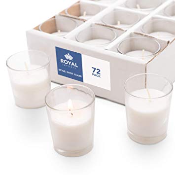 Royal Imports Candle Holder Glass Votive for Wedding, Birthday, Holiday & Home Decoration, Shot Glass, Set of 72 - Wax Filled