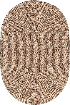 Super Area Rugs Brown Woven Braided Rug Rustic Living Indoor/Outdoor Braided Rug - Soft & Reversible Oval 8' x 10'