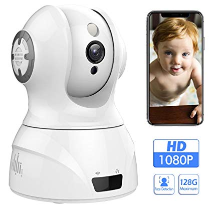 1080p 2.4GHz HD Face Detection Wireless Indoor WiFi Home Security Camera with Sound/Motion Detection,Two Way Audio,Night Vision Control for Baby Elder Pet, Support Android IOS Windows Mac