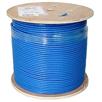 Vertical Cable Cat6A 10G, UTP, 23AWG, Solid Bare Copper, PVC, 1000ft, Blue, Bulk Ethernet Cable