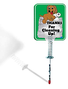 IMPROVED - Dog Poop Sign for Yard, Dog Poop Signs are TWO sides & METAL STAKE, made with Stronger Materials | Tell neighbors THANKS FOR CLEANING UP | Keeps Dogs & Pets From Pooping or Peeing On your L