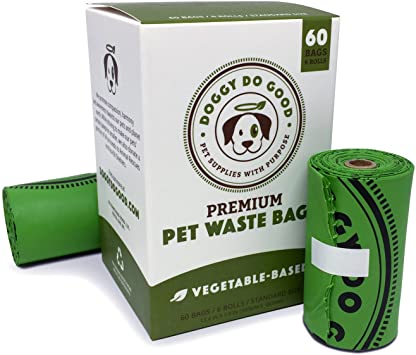 Biodegradable Poop Bags | Dog Waste Bags, Unscented, Vegetable-Based & Eco-Friendly, Premium Thickness & Leak Proof, Easy Detach & Open, Supports Rescues (1-Box (60 ct))