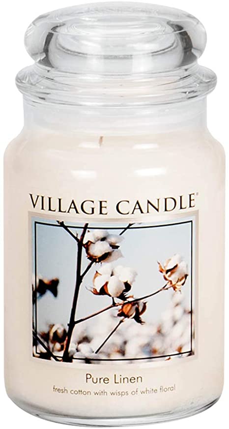Village Candle Pure Linen 26 oz Glass Jar Scented Candle, Large