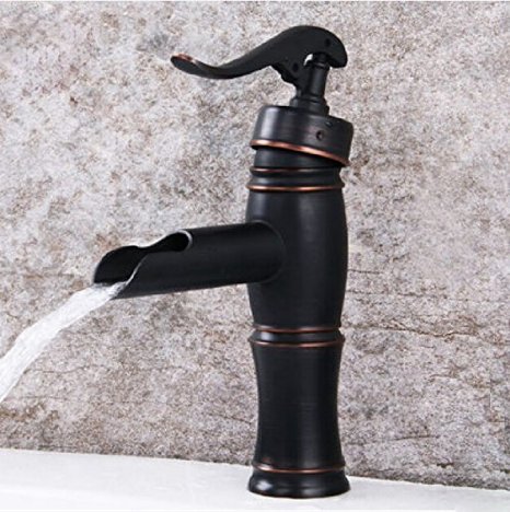 Oil Rubbed Bronze Waterfall Bathroom Sink Faucet Single Handle One Hole Basin Mixer Tap