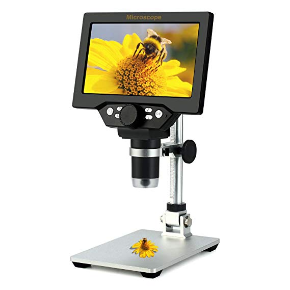 7 inch LCD Digital USB Microscope,Koolertron 12MP 1-1200X Magnification Handheld Camera Video Recorder with screen,8 LED Light,Rechargeable Battery for Circuit Board Repair Soldering PCB Coins jewelry