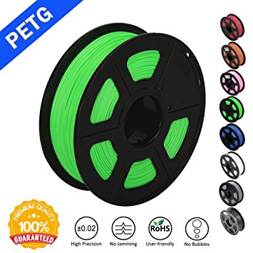 SUNLU 1.75mm PETG Green 3D Printer Filament, Dimensional Accuracy  /- 0.02mm, 2.2 LBS (1KG) Spool,1.75 mm PLA 3D Filament for Most 3D Printer & 3D Printing Pen,PETG Green