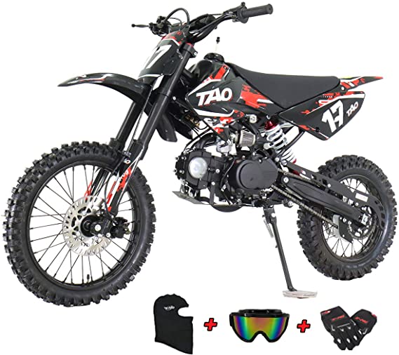 125cc Dirt Bike Pit Bike Adults Dirt Pit Bike 125 Dirt Bike Dirt Pitbike with Gloves, Goggle and Face Mask，Red