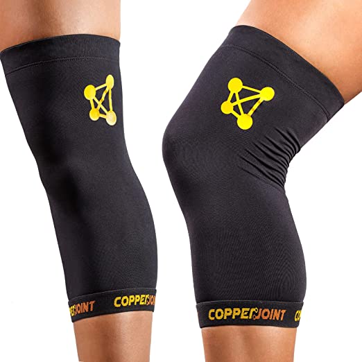 CopperJoint Compression Knee Sleeve - Copper-Infused, Promotes Increased Blood Flow to The Knee, Provides Compression and Support for Athletes - Single
