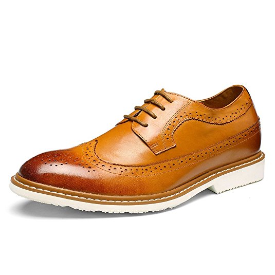 CHAMARIPA Height Increasing Shoes 2.56'' Taller Men Brogues Dress Casual Elevator Shoes Lifts DX60B06-1