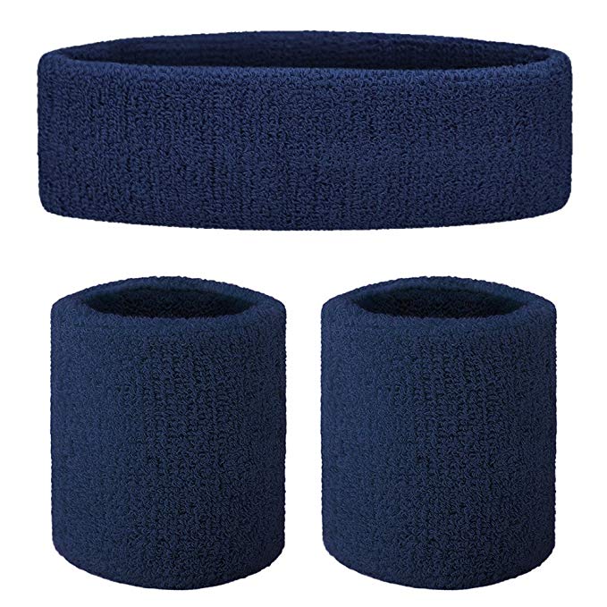 GOGO Thick Solid Color Sweatband Set (1 Headband   2 Wristbands)