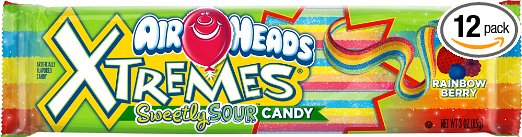 Airheads Xtremes Sour Candy, Rainbow Berry, 3 Ounce (Pack of 12)