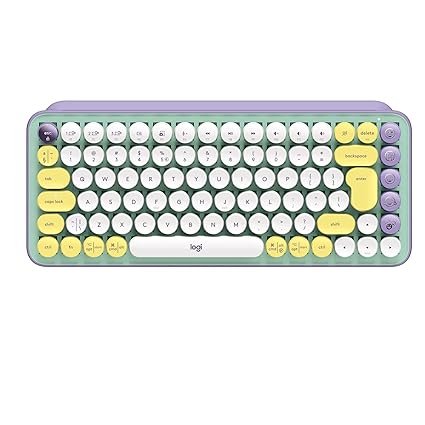 Logitech Pop Keys Mechanical Wireless Keyboard with Customisable Emoji Keys, Durable Compact Design, Bluetooth Or USB Connectivity, Multi-Device, Os Compatible - Daydream