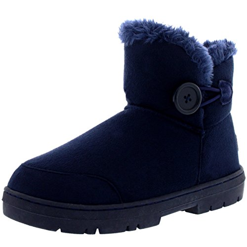 Holly Womens Button Mini Warm Shoes Winter Flat Snow Rain Boots