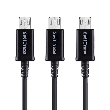Micro USB Cable Swiftrans 31ft Premium Micro USB Cable High Speed USB 20 A Male to Micro B Sync and Charging Cables for Samsung HTC Motorola Nokia Android and More 3 pack31 ft black