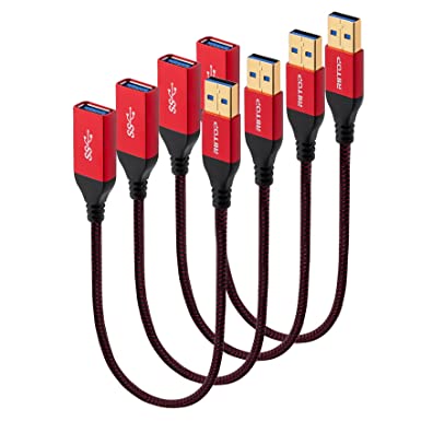 USB 3.0 Extension Cable 0.3M (4Pack), RIITOP Hi Speed 5Gbps USB3 Type A Male to Female Extender Cable Cord 30CM