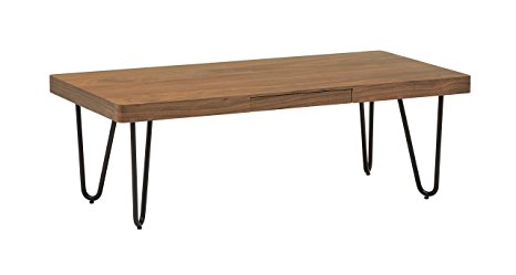 Rivet Hairpin Wood and Metal Coffee Table, Walnut and Black