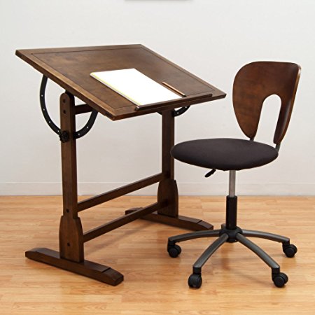 Studio Designs 42 in. Vintage Drafting Table and Chair Set