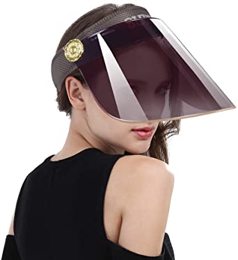 Women Anti-UV Visor Hat UPF40  Solar Full Face Plastic Shield Headband Sun Protection Riding Cap