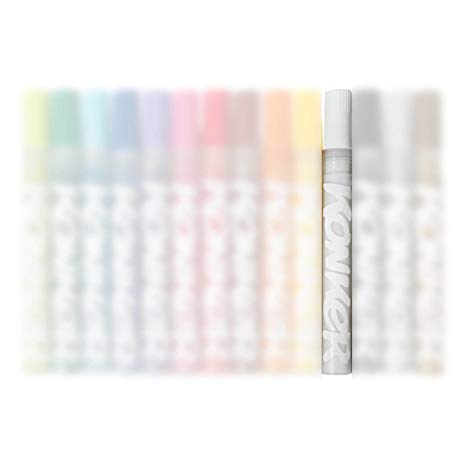 Konker Colors Acrylic Paint Markers - Endlessly Refillable - Permanent Artist Pigments - Opaque Matte Finish - Safe & Non Toxic - for Rocks Metal Wood Canvas Glass Paper Fabric - 2mm - White