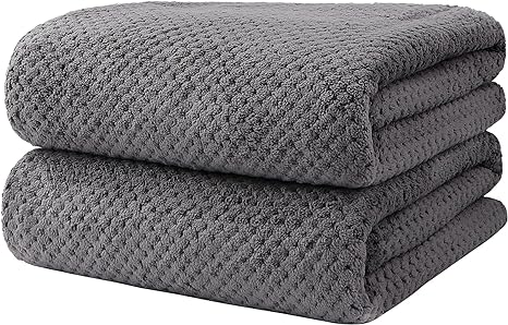 HOMEXCEL Bath Towel Set Pack of 2, Microfiber Ultra Soft Highly Absorbent Bath Towel, Lightweight and Quick Drying Towels for Body, Sport, Yoga, SPA, Fitness, Grey