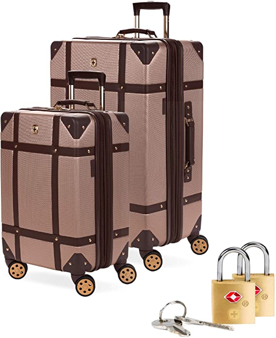 SWISSGEAR 7739 Trunk, Hardside Spinner Luggage (Blush, 2-Piece Set and Lock Bundle)