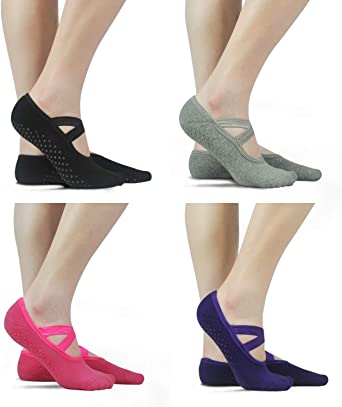 Pilates Barre Ballet Yoga Socks Non Skid Socks with Grips Straps Sticky Socks for Women