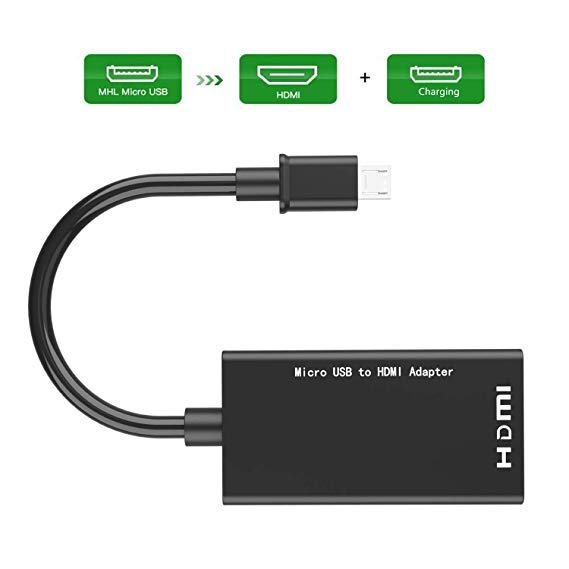 MHL to HDMI HDTV Adapter, Micro USB to HDMI 1080P Video Graphic Converter for Samsung Galaxy Note 4, Note Edge, S2, LG, Zte, HTC One M8, Xiaomi, Tablets with MHL Function (Black)