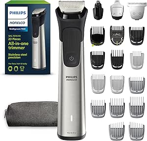 Philips Norelco New Multigroom Series 7000, Mens Grooming Kit with Trimmer for Beard, Head, Hair, Body, Groin, and Face with Titanium Blades, 20 Length Settings - NO Blade Oil Needed, MG7970/49