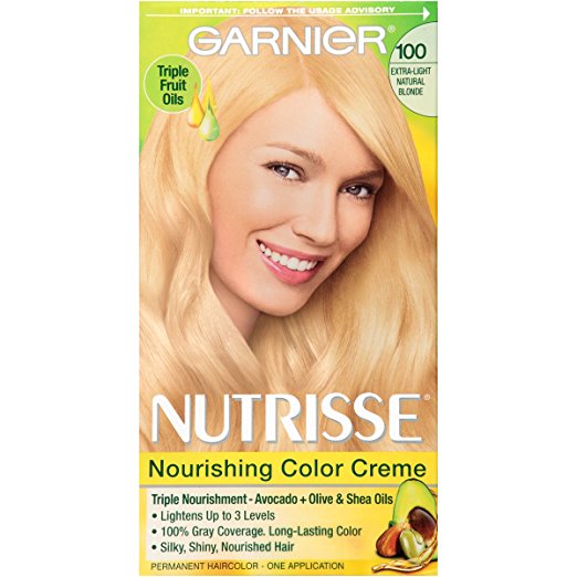 Garnier Nutrisse Nourishing Hair Color Creme, 100 Extra-Light Natural Blonde (Chamomile)  (Packaging May Vary)