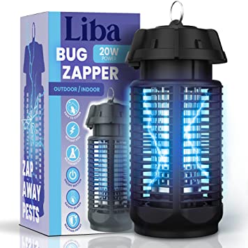 LiBa Electric Bug Zapper, Outdoor & Indoor Insect Killer with Switch – 4000V Powerful Grid, 20W Extra Brightness IPX4 Waterproof Mosquito Repellent Outdoor, Fly Traps for Backyard Patio