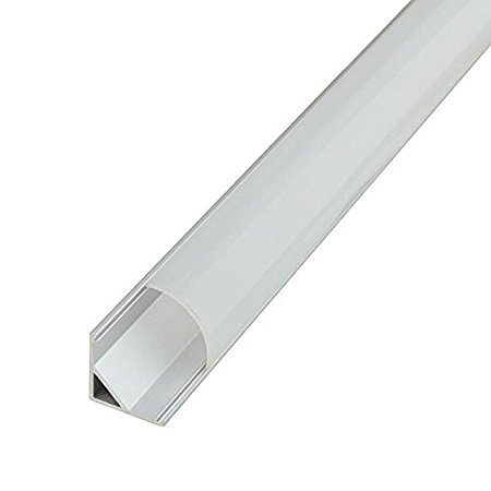 LEDwholesalers Aluminum Channel System with Cover, End Caps, and Mounting Clips, for LED Strip Installations, V-Shape, Pack of 5x 1m Segments, 1901