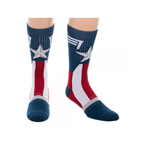 Super Hero Marvel Comics Captain America Suit Up Crew Socks By Superheroes