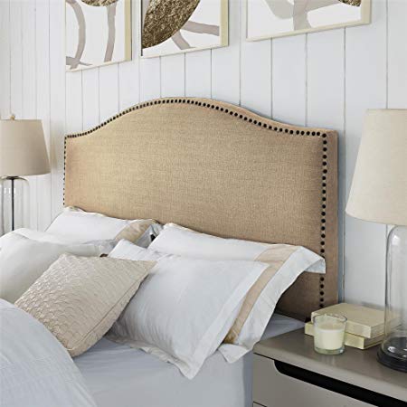 Dorel Living DL31205K-BG Winsted Linen King Headboard with Nailheads Beige