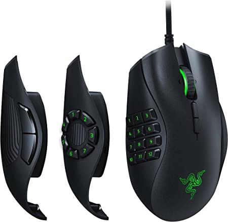 Razer RZ01-02410100-R3M1 Naga Trinity Chroma MMO Gaming Mouse , Up to 19 Programmable buttons- Interchangeable Side, Black