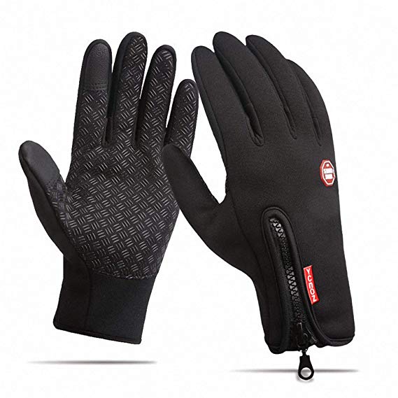 Winter Waterproof Gloves with Touch Screen and Fleece Liner for Cycling Running