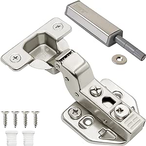 TOUCH Cabinet Hinges (1 Pair, 2 PCS) Inset Soft Push to Open Cabinet Hardware Chrome Magnetic Latch and Catch Push Release Opener for Kitchen Cupboard and Closets 3D Adjustable with Dowels