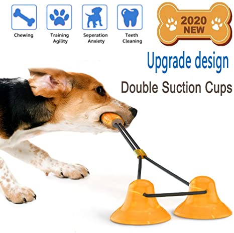 SPECMADE Dog Chew Toys for Aggressive Chewers, with 2 Suction Cups Dog Toy Puppy Dog Training Treats Teething Rope Toys for Boredom, Dog Puzzle Treat Food Dispensing Ball Toys for Small Large Dogs