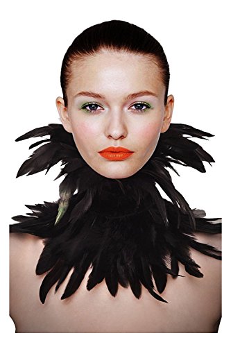 L'vow Black Gothic Victorian Natural Feather Choker Neck Wrap Collar Halloween