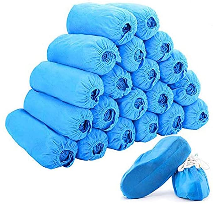 Unisex Non-Woven Disposable Shoe Covers Waterproof Non-slip Boot Covers Shoe Booties for Men Women Large Size 100 Pack (50 Pairs) Blue