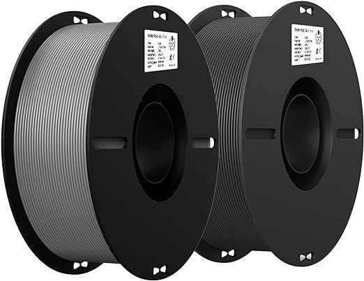 Creality 3D Printer Filament, PLA Filament 1.75mm Bundle for 3D Printing, Ender PLA Filament 3D Printers, No-Tangling, Strong Bonding & Overhang Performance, Accuracy  /- 0.02mm (Black & Grey 2-Pack)