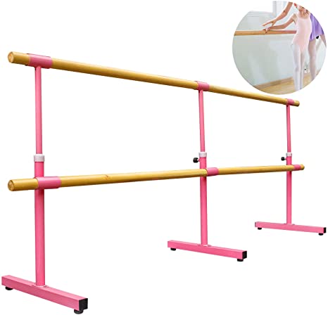 Happybuy Double Ballet Barre,Portable Dance Bar,Adjustable Height, Freestanding Ballet Bar for Stretch, Balance, Pilates, Dance or Exercise