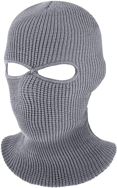 2-Hole Knitted Full Face Cover Ski Mask, Adult Winter Balaclava Warm Knit Full Face Mask for Outdoor Sports